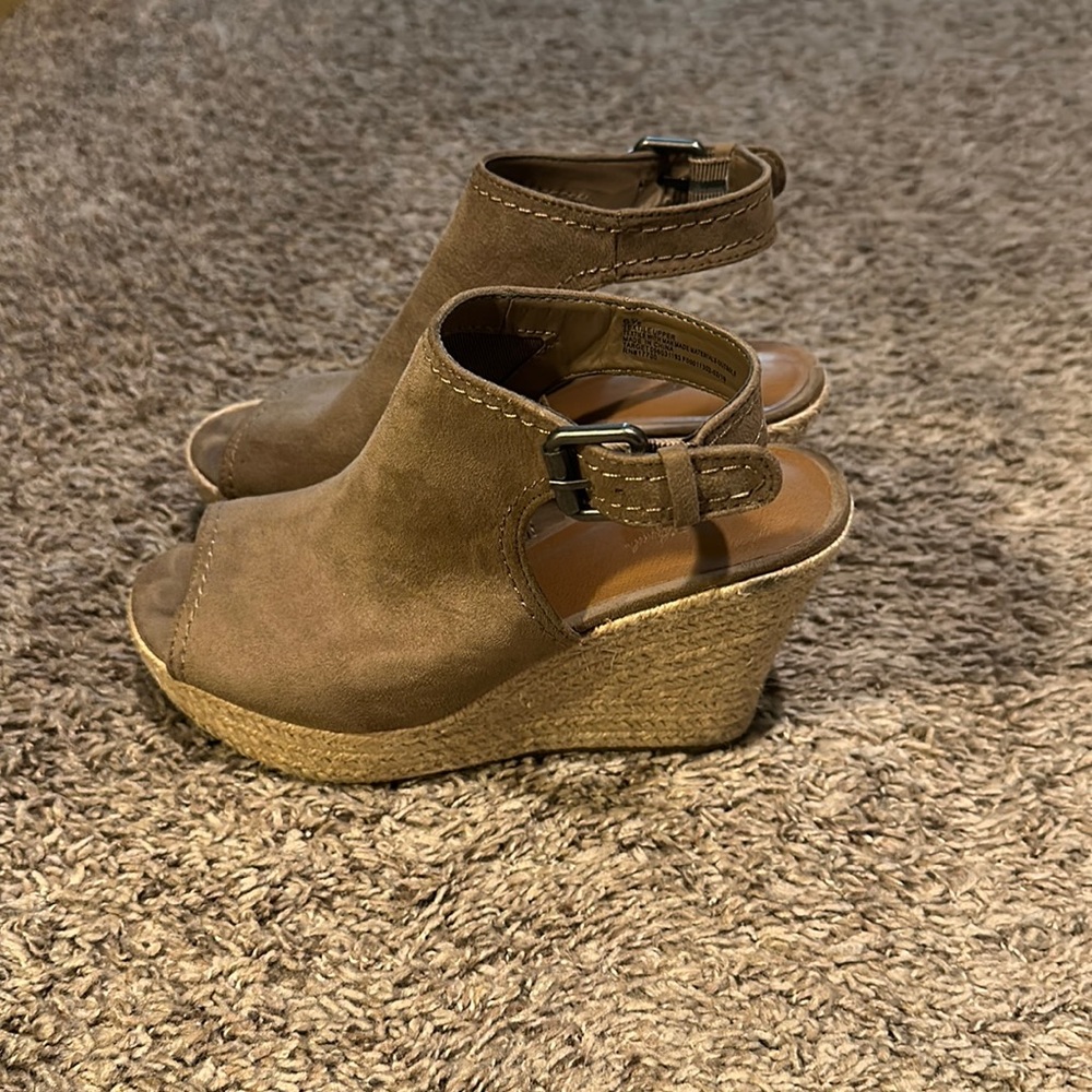 Tan suede wedges